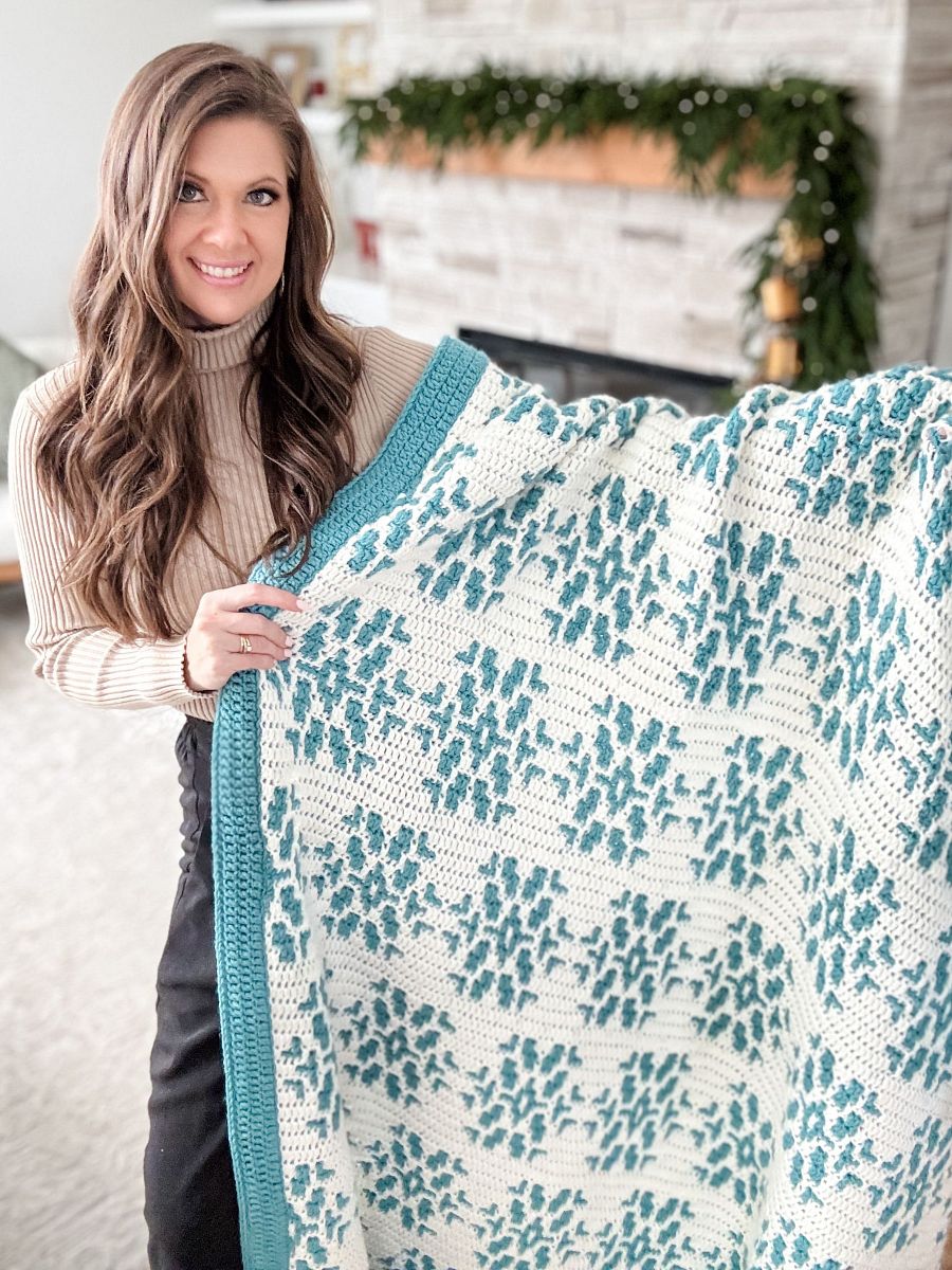 Snow Flurries Mosaic Blanket Crochet Pattern product image (4)