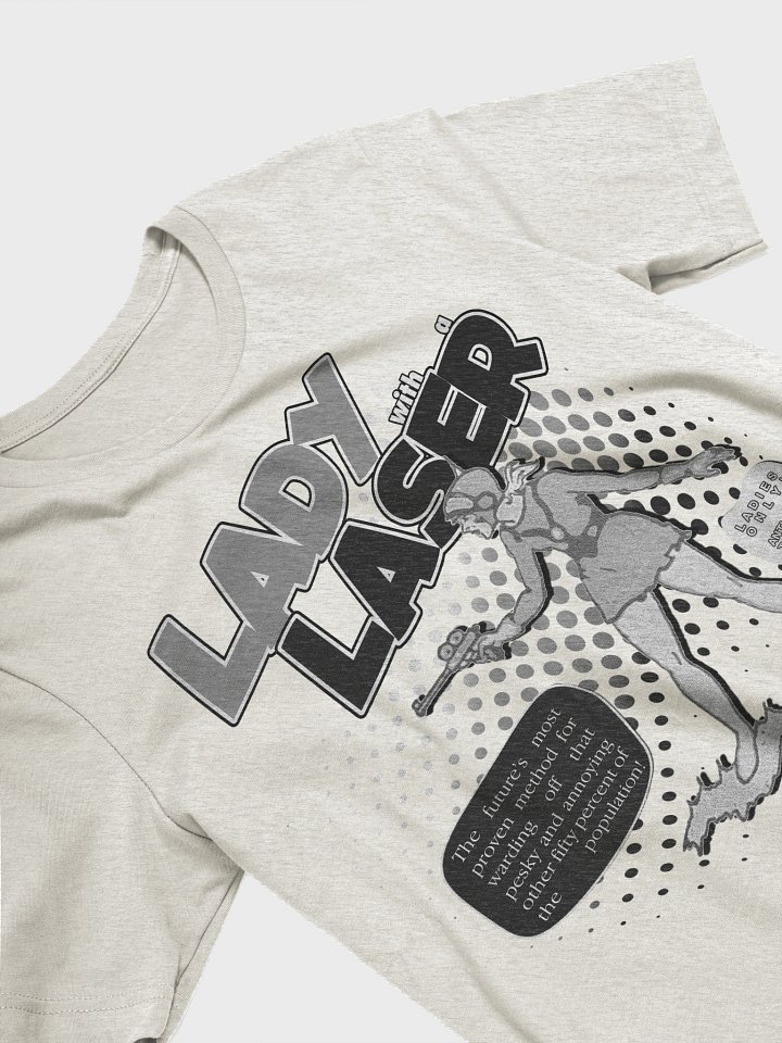 "Lady With A Laser" Retro Comic Tee (Newspaper Colorway) product image (2)