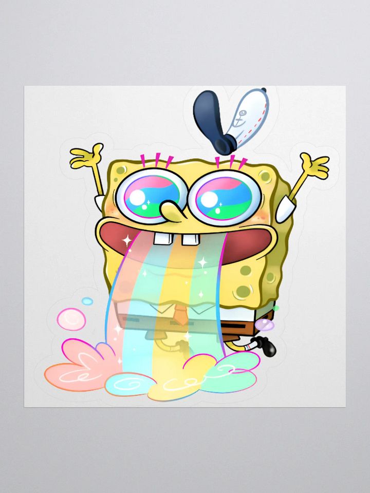 Rainbow Vomit Sponge Sticker - Psychedelic Cartoon Art product image (1)