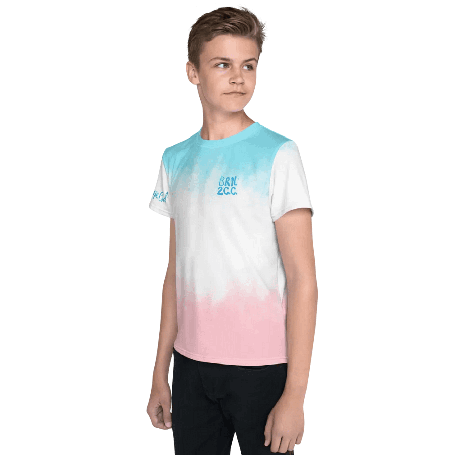 🦈 YOUTH | Boys’ | BOURNE to Cape Cod™ | Logo Tee – All-Over Print | BRN.2C.C.™ | Coastal Explorer Edition 🧭| Blue Logo on Patriotic Pastels product image (3)
