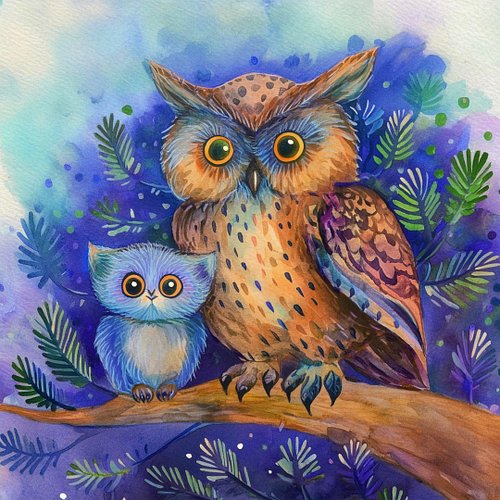 An illustration for a children book that doesn't exist yet. #catandowl
#owlillustration #childrenillustration #childrenstory ...
