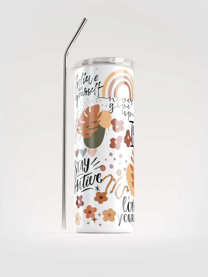 Stay Inspired - Motivational Stainless Steel Tumbler with Metal Straw product image (1)