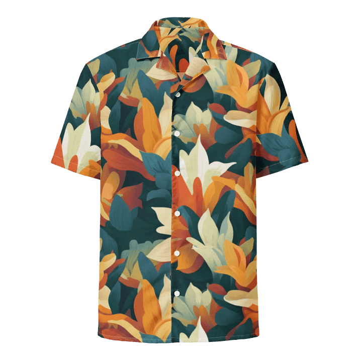 BLUE ORANGE WHITE FLOWERS HAWAII SHIRT product image (2)