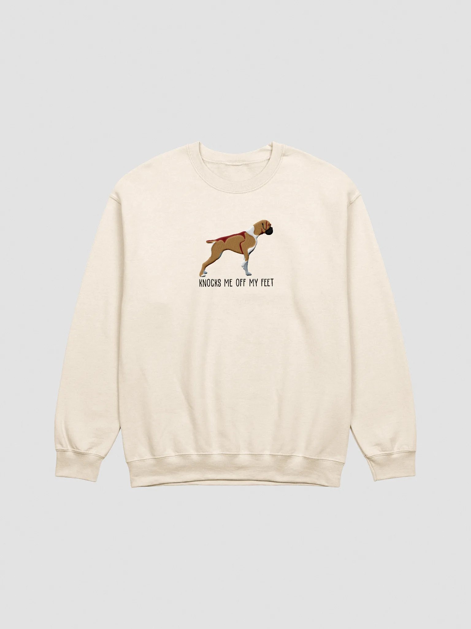 Knocks Me Off My Feet Sweatshirt (Embroidered) of a Boxer product image (3)