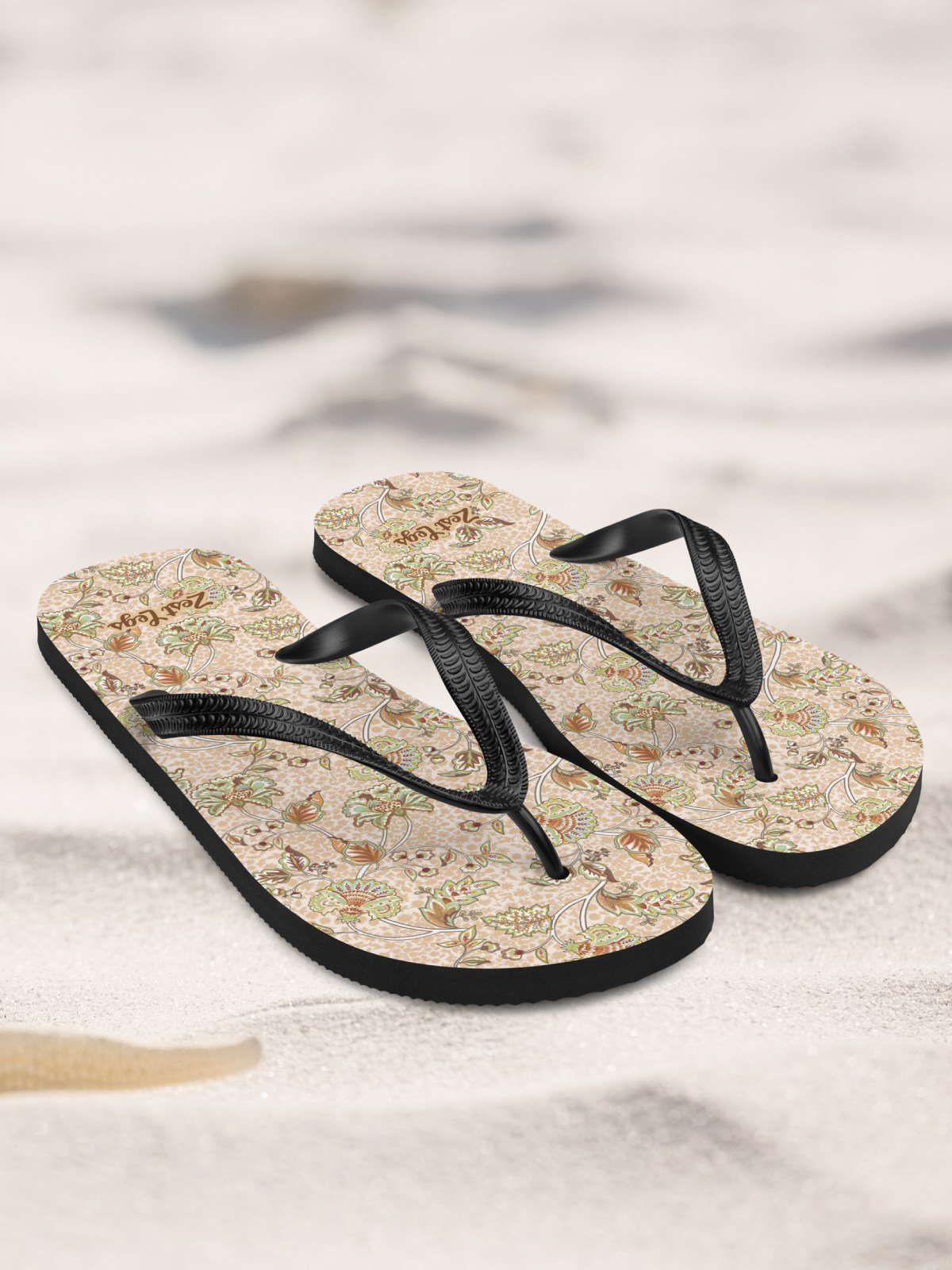 Flip flops "Elegant Neutral Beige Chintz" product image (2)