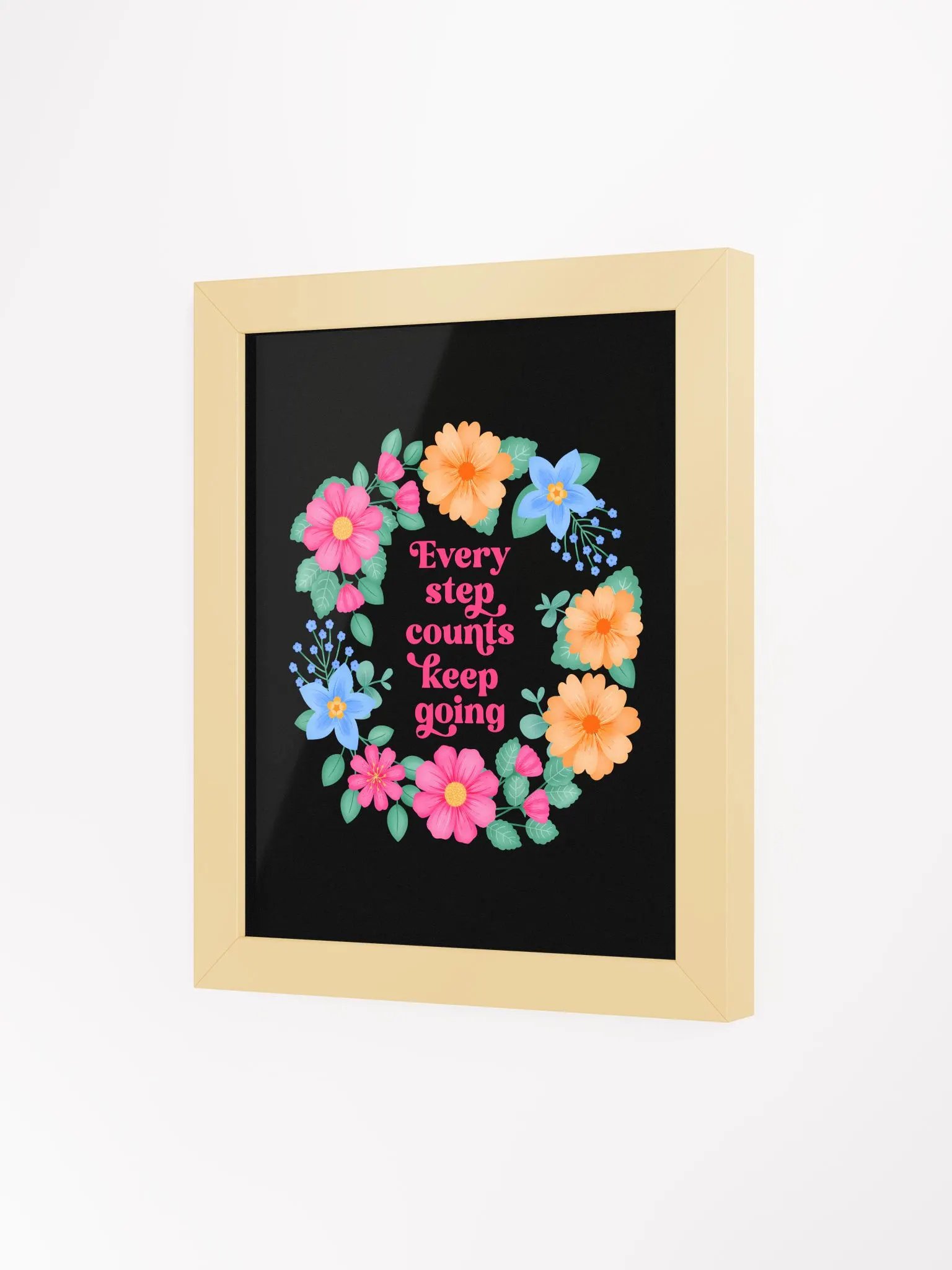 Every step counts keep going - Motivational Wall Art Black product image (3)