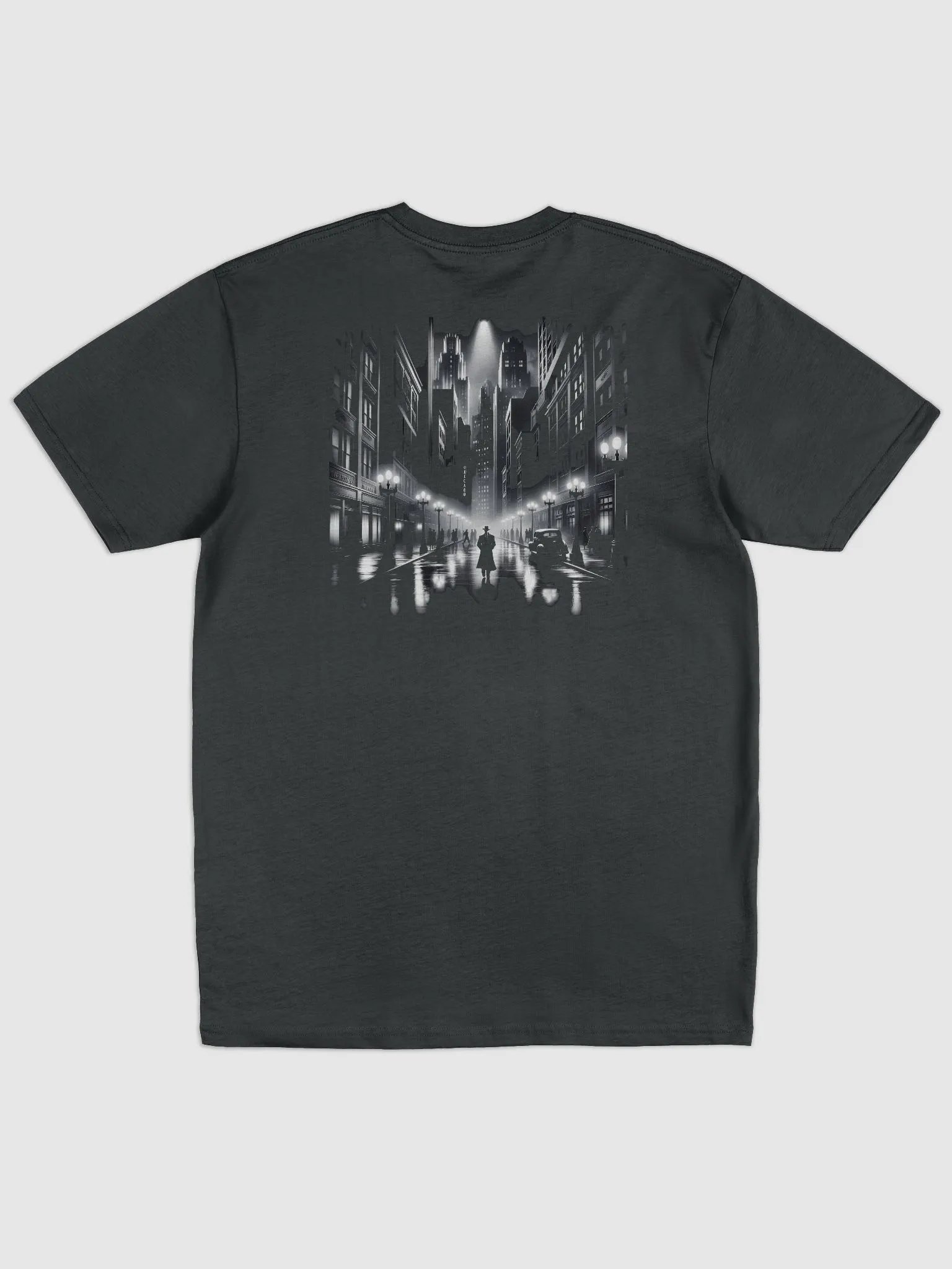 Chicago Nocturne: Vintage Film Noir Scene (Mens Tee) product image (1)