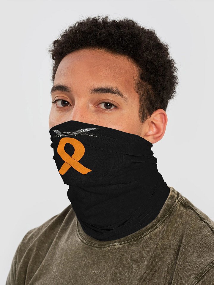 White HApex Gear White Logo Cancer Awareness Orange Ribbon. Black Neck Gaiter product image (2)
