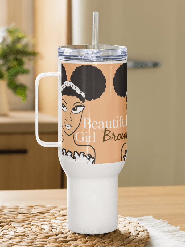 Cream Beautiful Brown Girl Travel Mug product image (1)