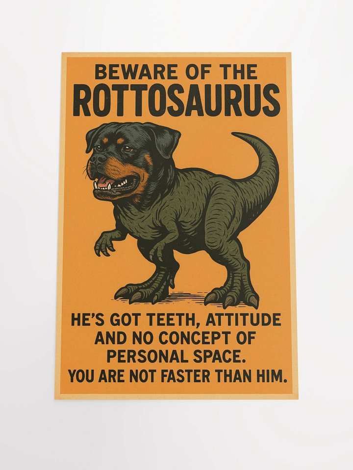 Beware of the Rottosaurus WARNING POSTER product image (1)