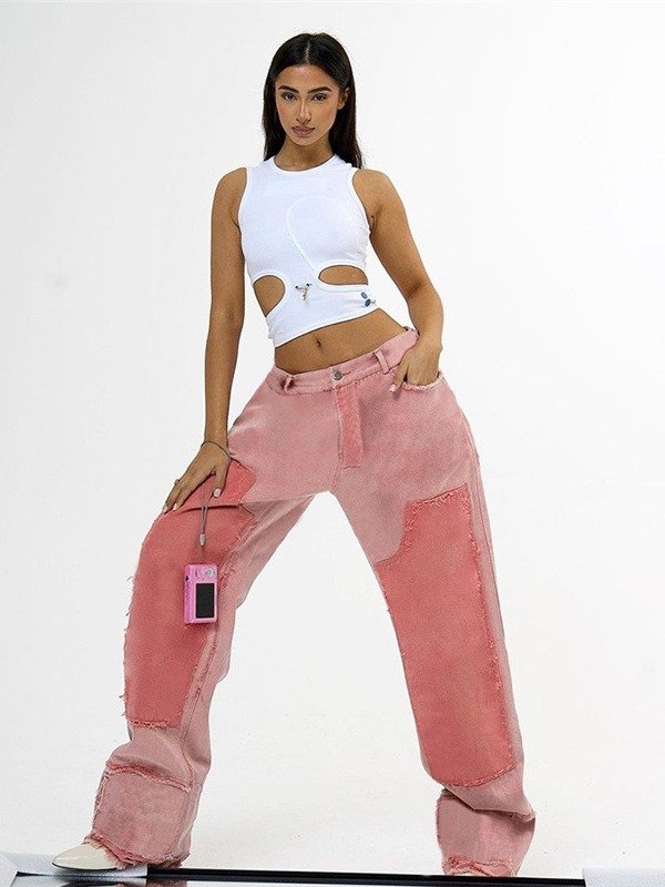 Fashion Street Patch Stitching Brushed Trousers For Women product image (9)