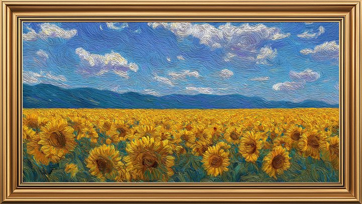 Golden Sunflower Field – Framed Digital Art for TV Display product image (1)