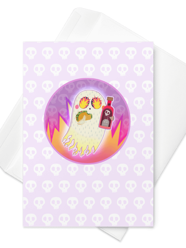 Pastel Little Ghost Hot Sauce Taco - Greeting Card product image (1)
