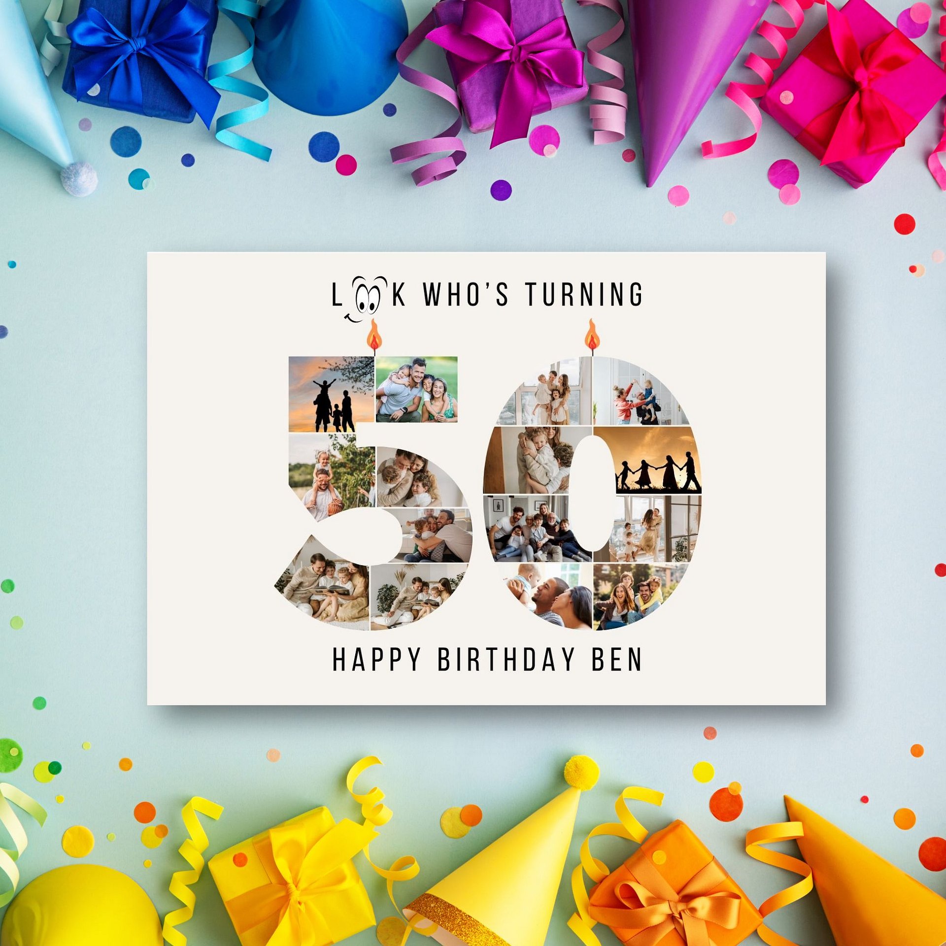 50th Birthday Number Photo Card Canva Template product image (3)