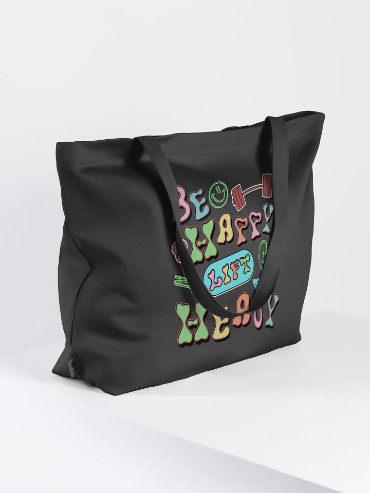 Be Happy Lift Heavy Weightlifting Groovy Fitness Tote Bag product image (1)