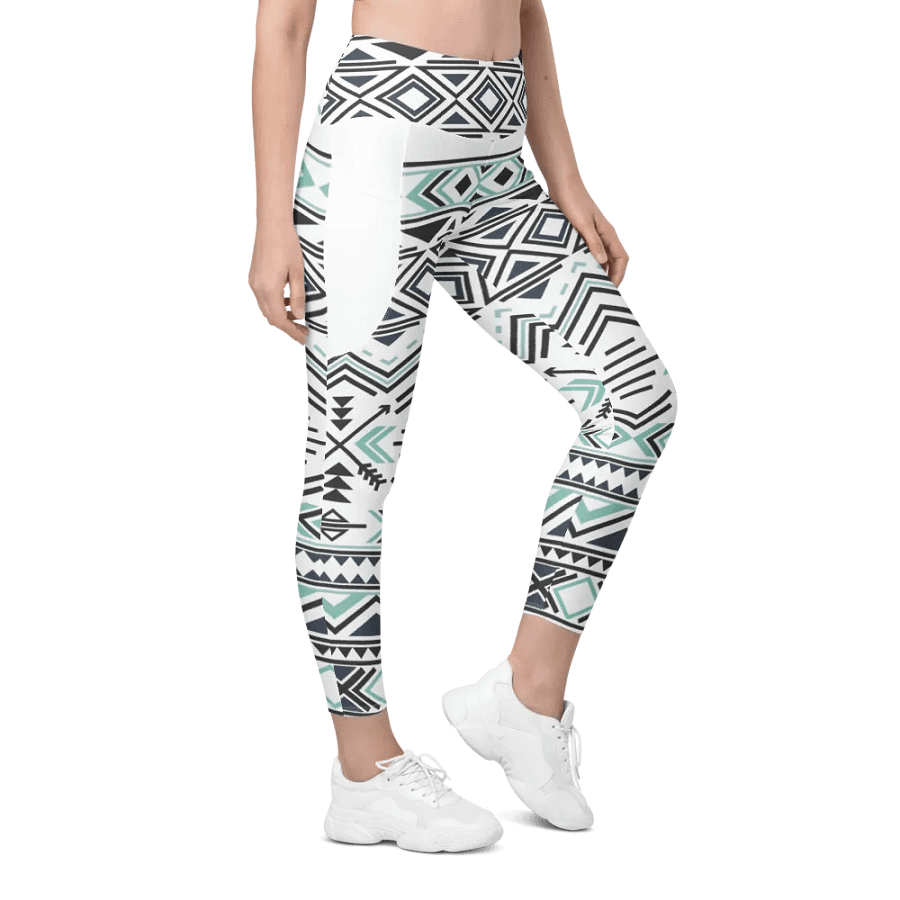Aqua & Slate Geometric Boho Leggings with Pockets product image (4)