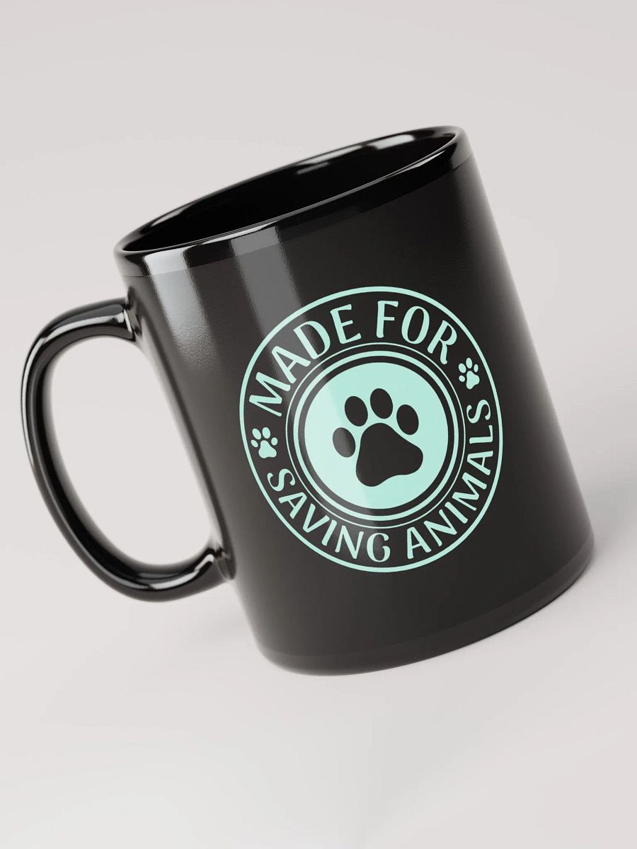 "Made for save animals-stamp" black glossy mug product image (5)