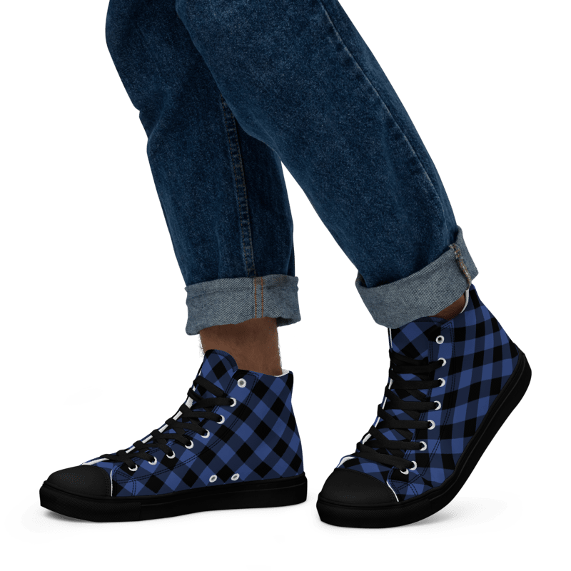 Lapis Blue Buffalo Check Men's High Top Shoes product image (5)