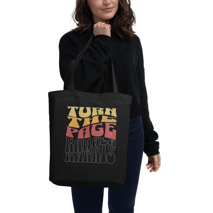 Turn The Page Kamala Harris Retro Groovy Design, Inspirational Message Tote Bag Vintage Style, product image (2)