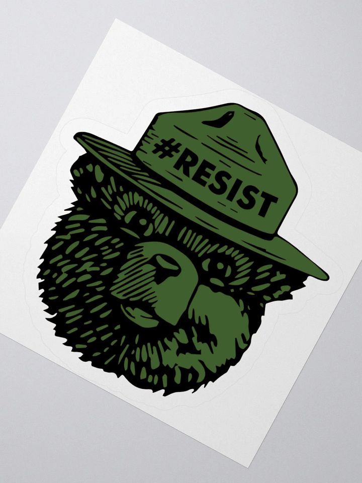 Smokey RESIST BEAR Colorized (Forest) Alt National Parks Sticker 3 SIZES! Kiss Cut Vinyl Decal product image (2)