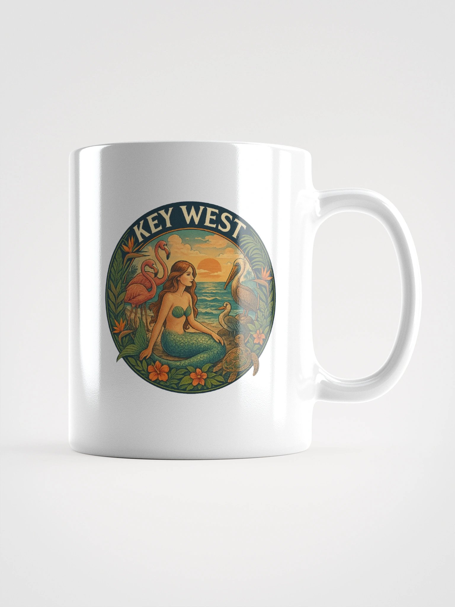 Key West Ceramic Mug with Mermaid, Birds, and Turtle product image (1)