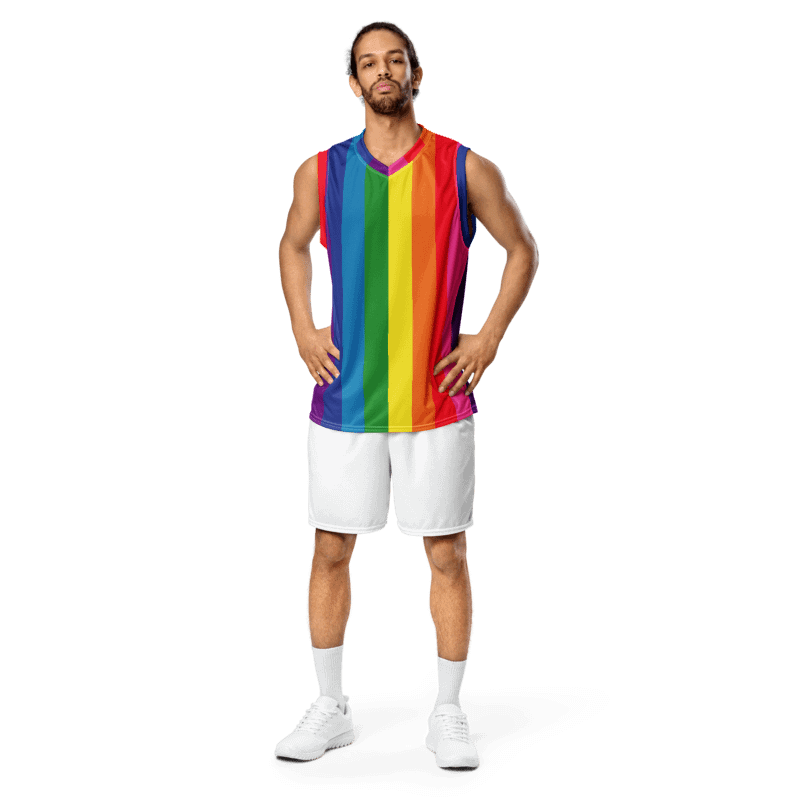 1978 Rainbow Pride Flag = 8-Color - All-Over Print Basketball Jersey product image (2)