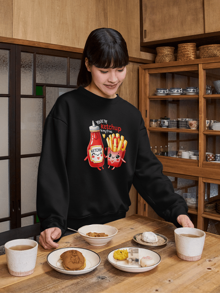 "You’re the Ketchup to My Fries" Cute Black Sweatshirt product image (2)