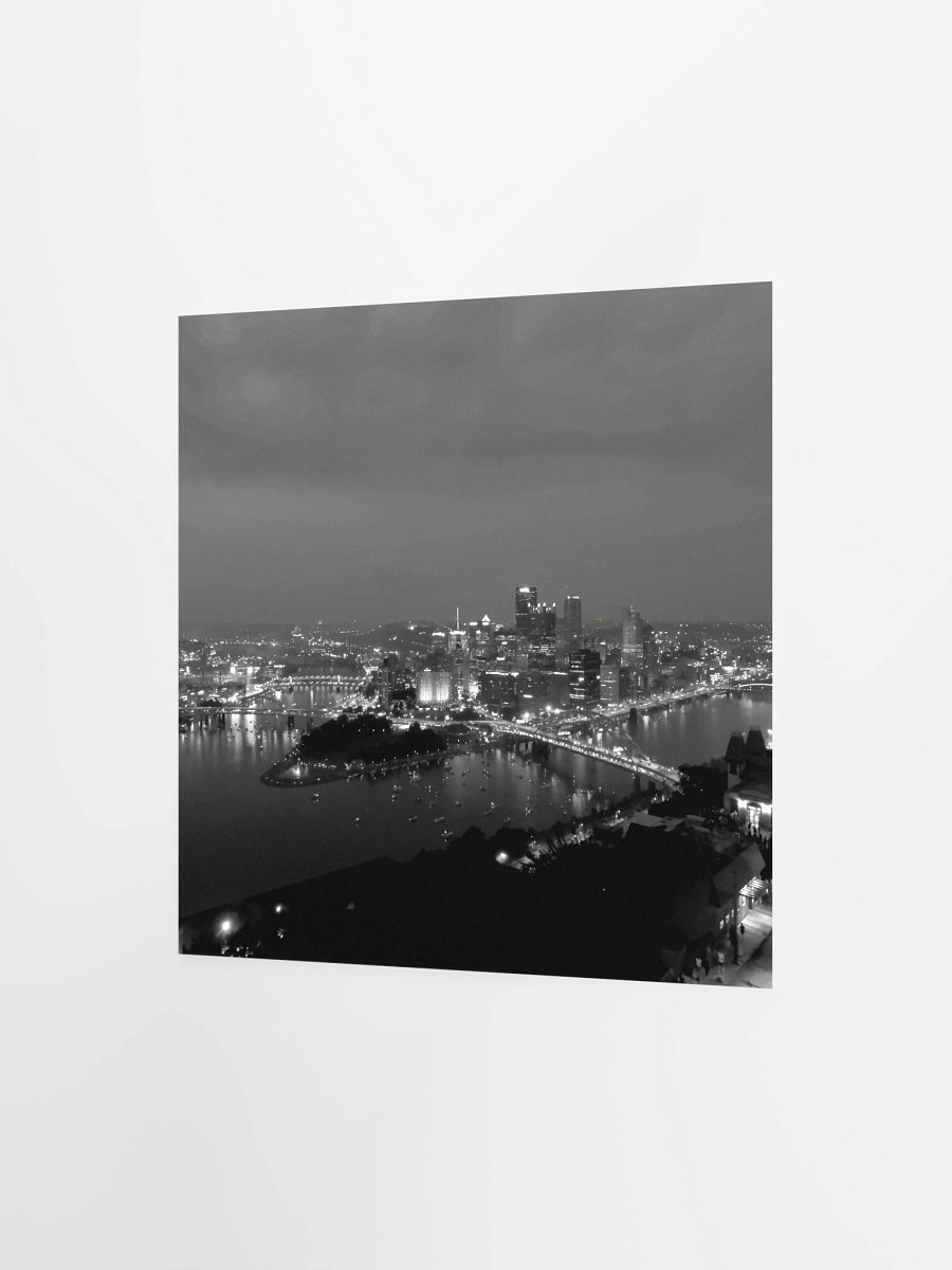 Pittsburgh - Downtown at Night - Black & White (poster) product image (4)