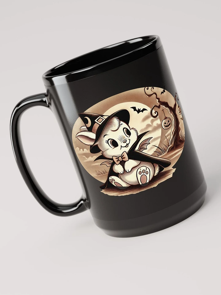 Vampire Bunny Halloween 15 oz Black Mug product image (1)