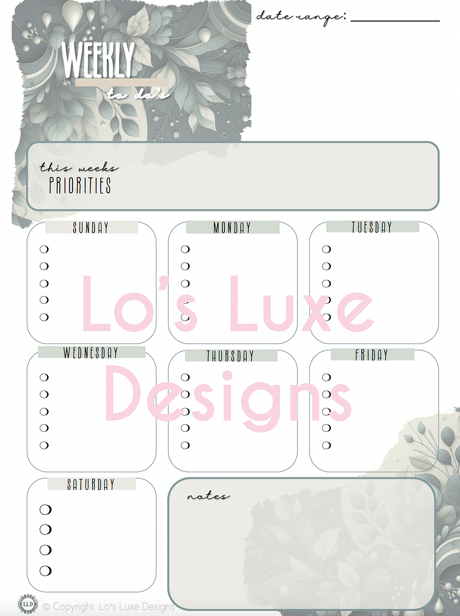 The 'Ellie' Exclusive To Do List Bundle - 8.5x11 - Printable product image (2)