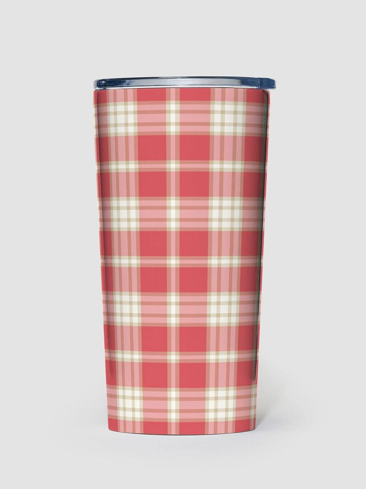 Coral Pink Plaid Travel Tumbler product image (2)