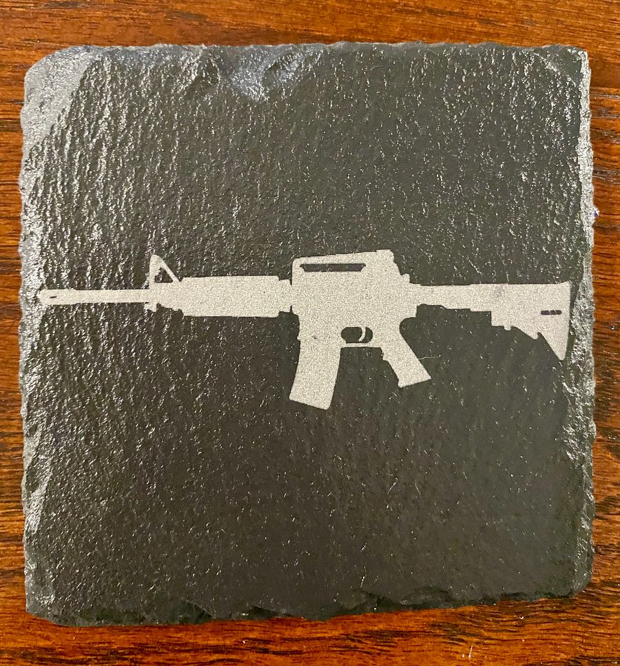AR-15 Silhouette- Slate Coasters - Set of 4 Custom Laser Engraved product image (3)