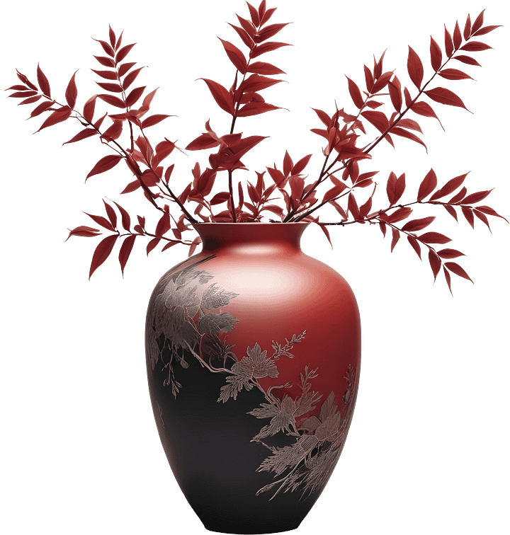 Elegant Chinese Gradient Vase – Red and Black Floral Motif PNG product image (1)