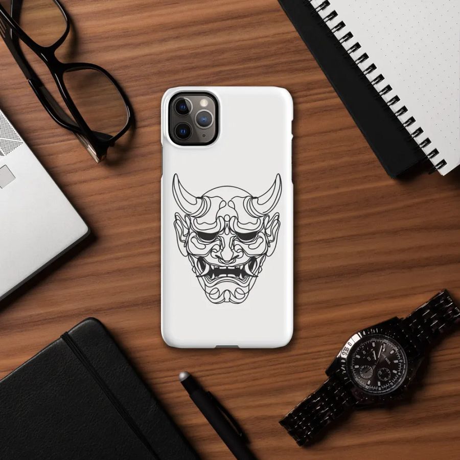 Oni Mask Line Art Design Tough iPhone Case product image (12)