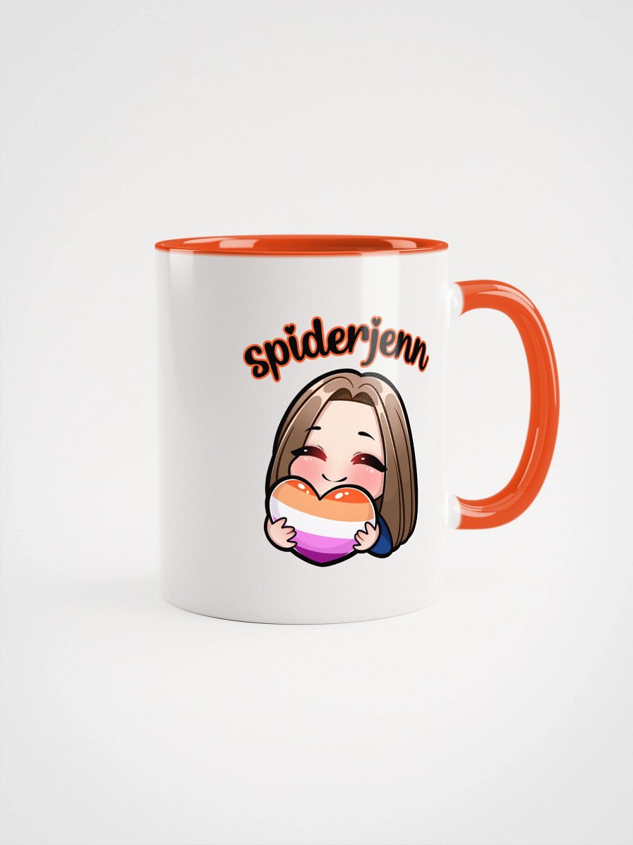 SpiderJenn Lesbian Heart Mug (Orange) product image (1)