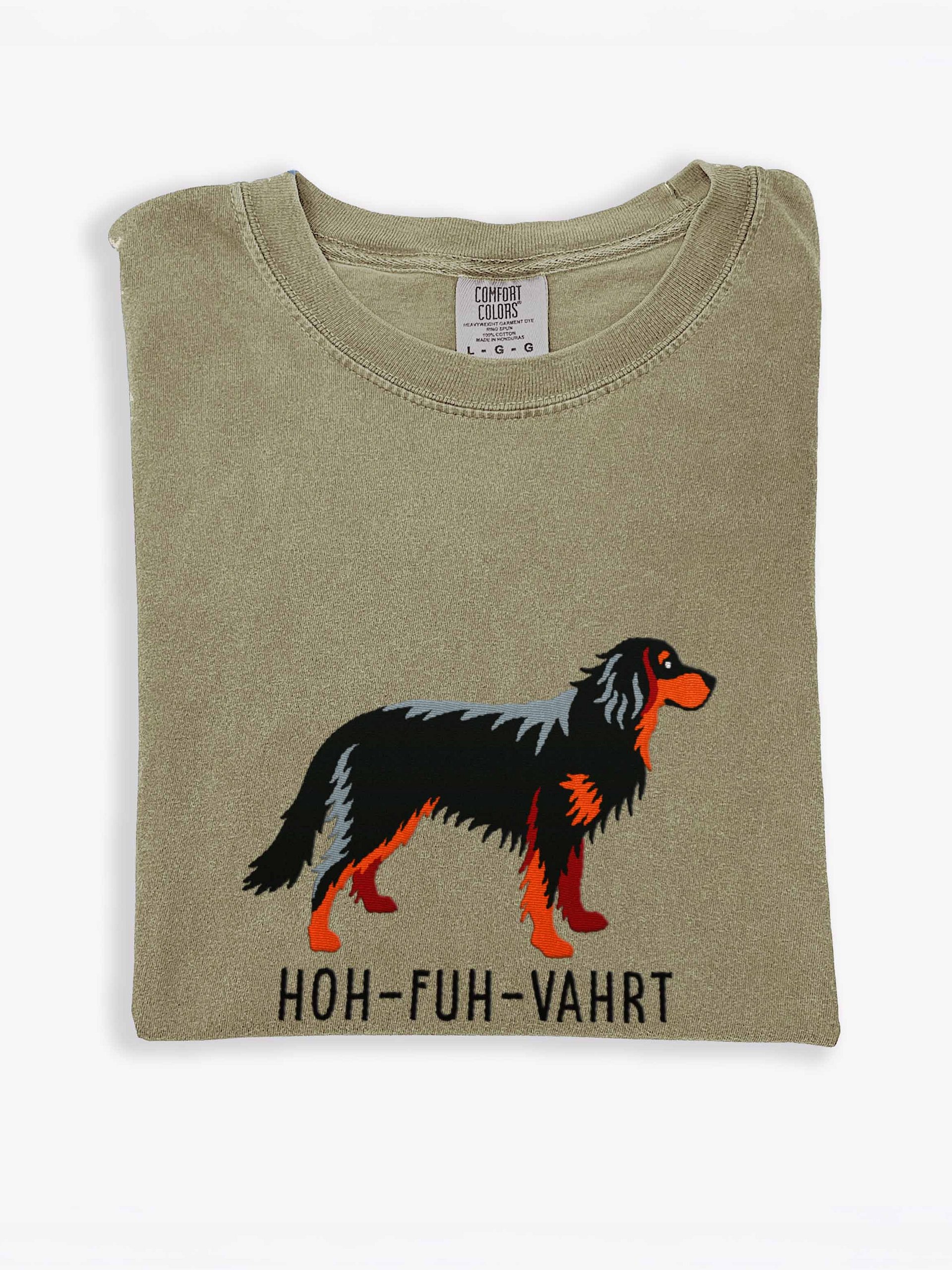 Hoh-Fuh-Vahrt T-Shirt(Embroidered) of a Hovawart(Black & Tan) product image (1)