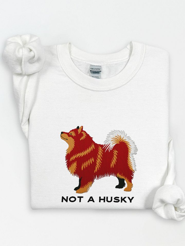 Not a Husky Sweatshirt (Embroidered) of a Finnish Lapphund(Red & Tan) product image (1)