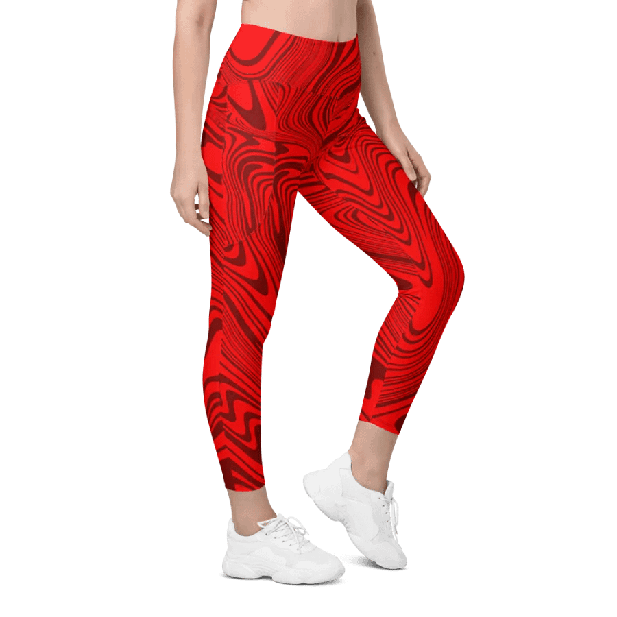 Leggings with Pockets - Abstract Red Swirls product image (4)