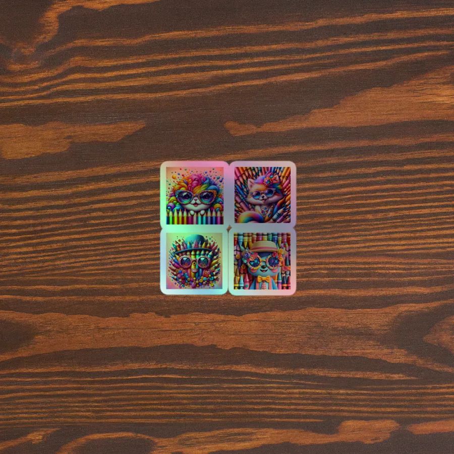 Whimsical Cat Creations Holographic Sticker Sheet product image (5)