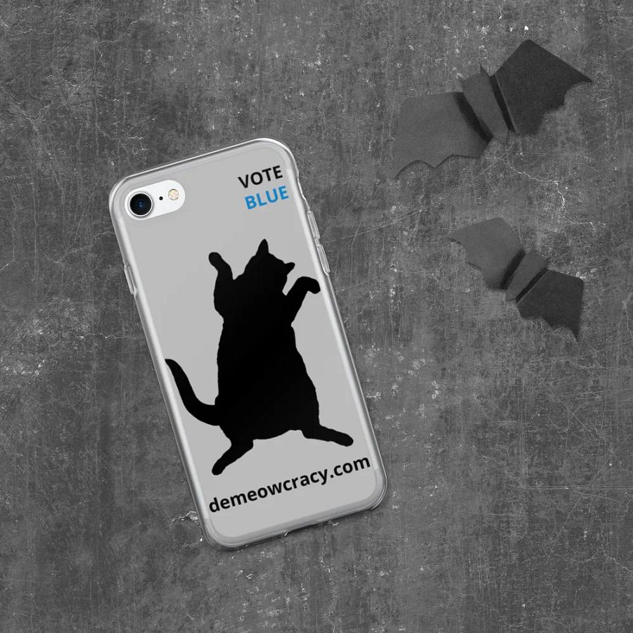 Vote Blue Dancing DeMeowcracy Cat iPhone Case - Light Grey product image (7)