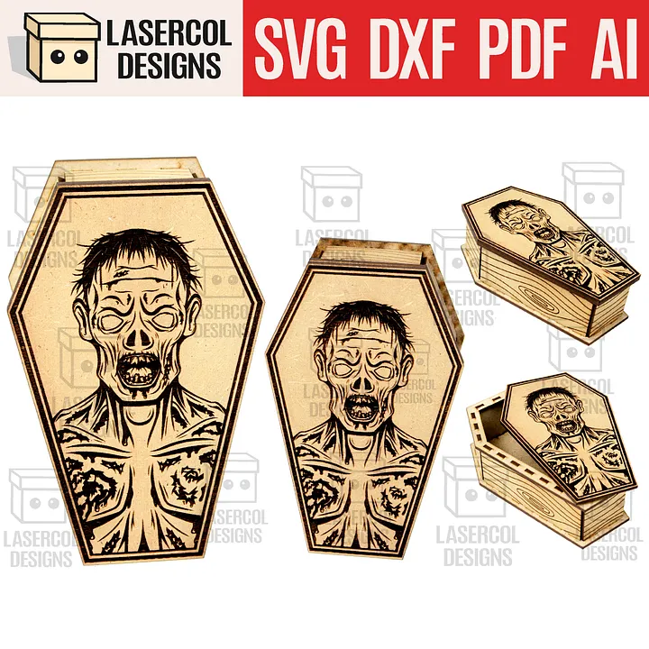 Halloween Coffin Box Set 3 (2 Sizes) - Laser Cut Files product image (1)