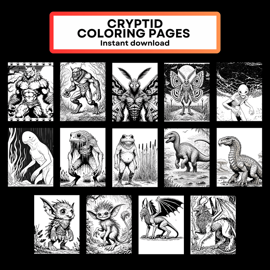 Amazing Cryptids Coloring Book Pages - Instant Digital Download product image (5)