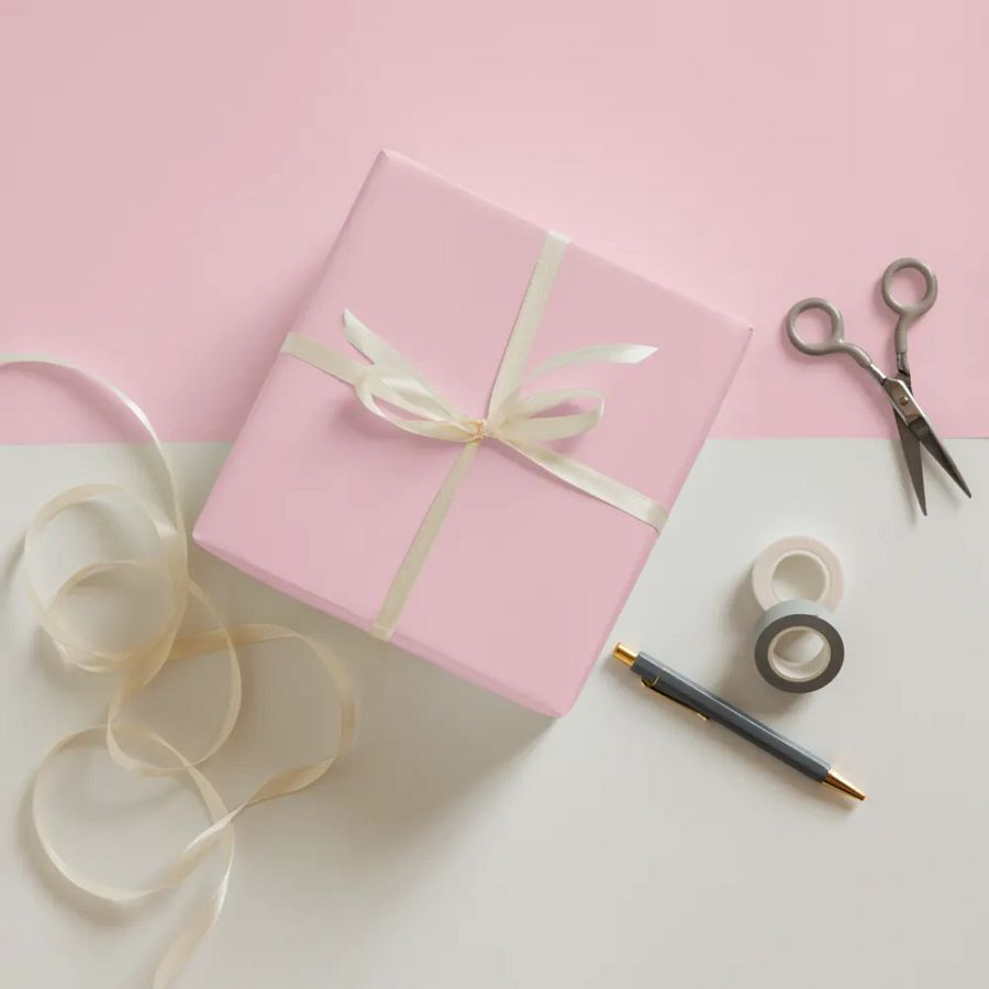 Pale Pink Solid Holiday Christmas Wrapping Paper Sheets (3) product image (3)