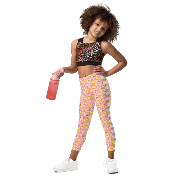 Spring 'Sweet lemons' Striped Sporty Leggings for Girls product image (1)