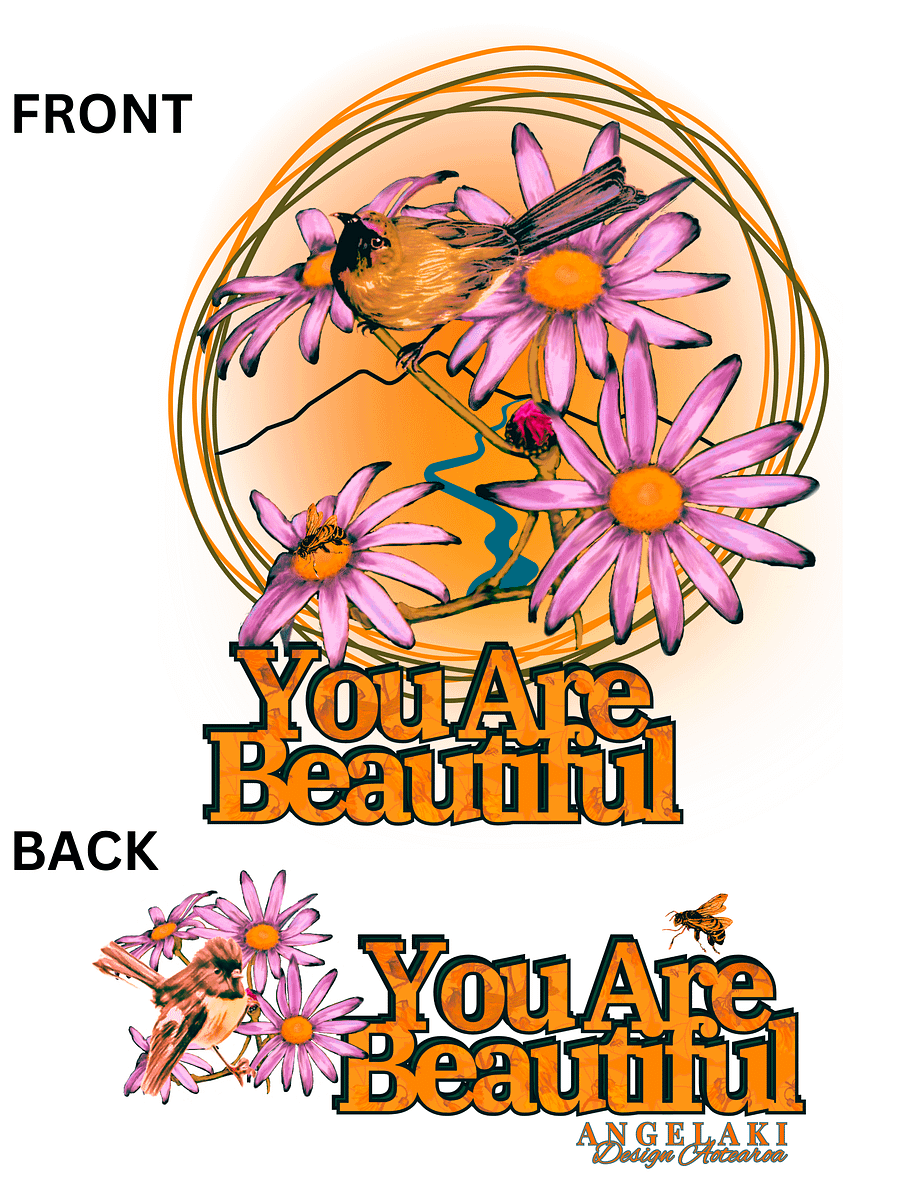 Unisex Kinship - You are Beautiful - Daisy and Bellbird 60s vibe Tee (Heather version shirts) product image (3)