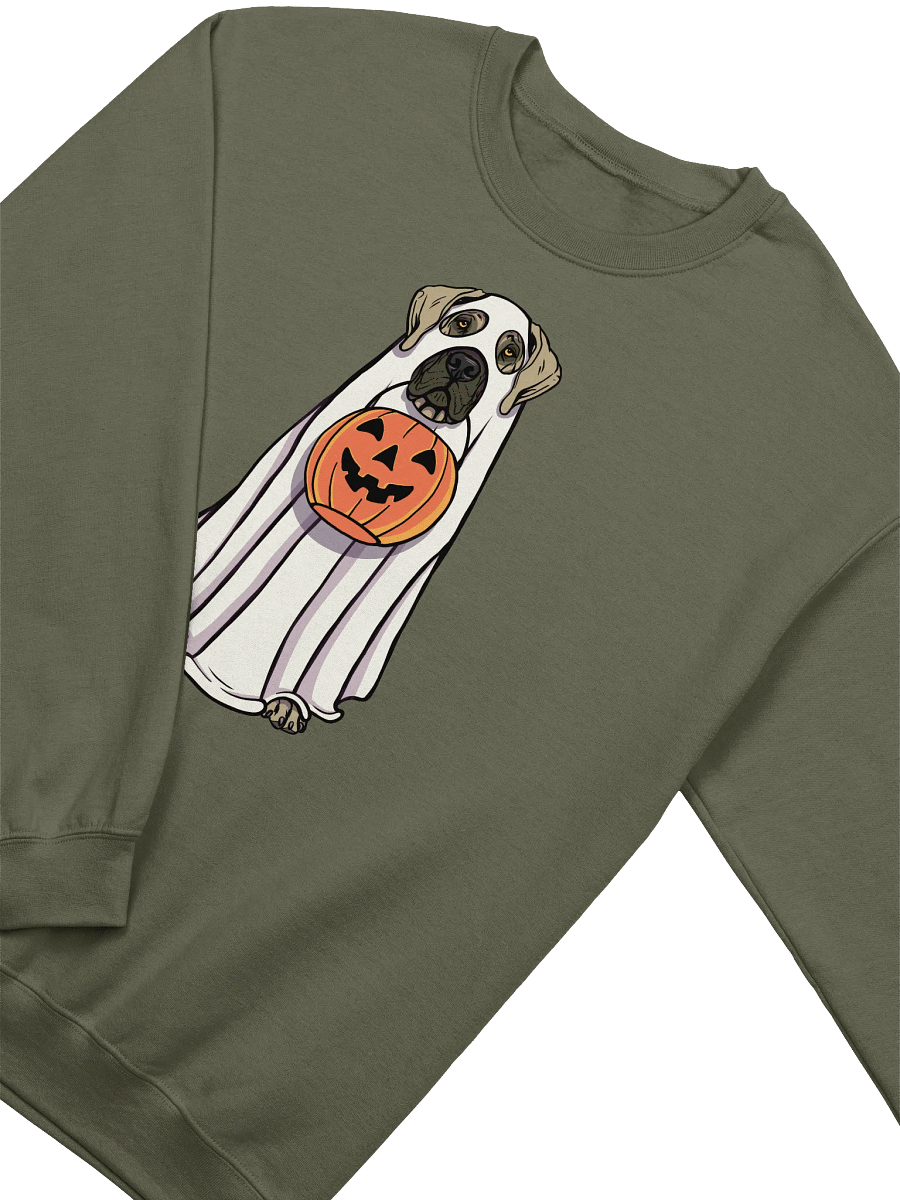 Funny Halloween Great Dane Sweatshirt | Funny Great Dane Wearing a Ghost Costume and Holding a Pumpkin Basket product image (18)