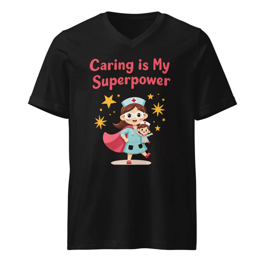 Caring Superpower Nurse V-Neck Tee product image (1)
