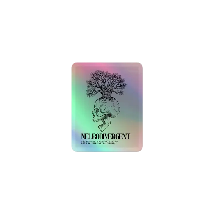 NEURODIVERGENT SKULL holographic sticker product image (1)