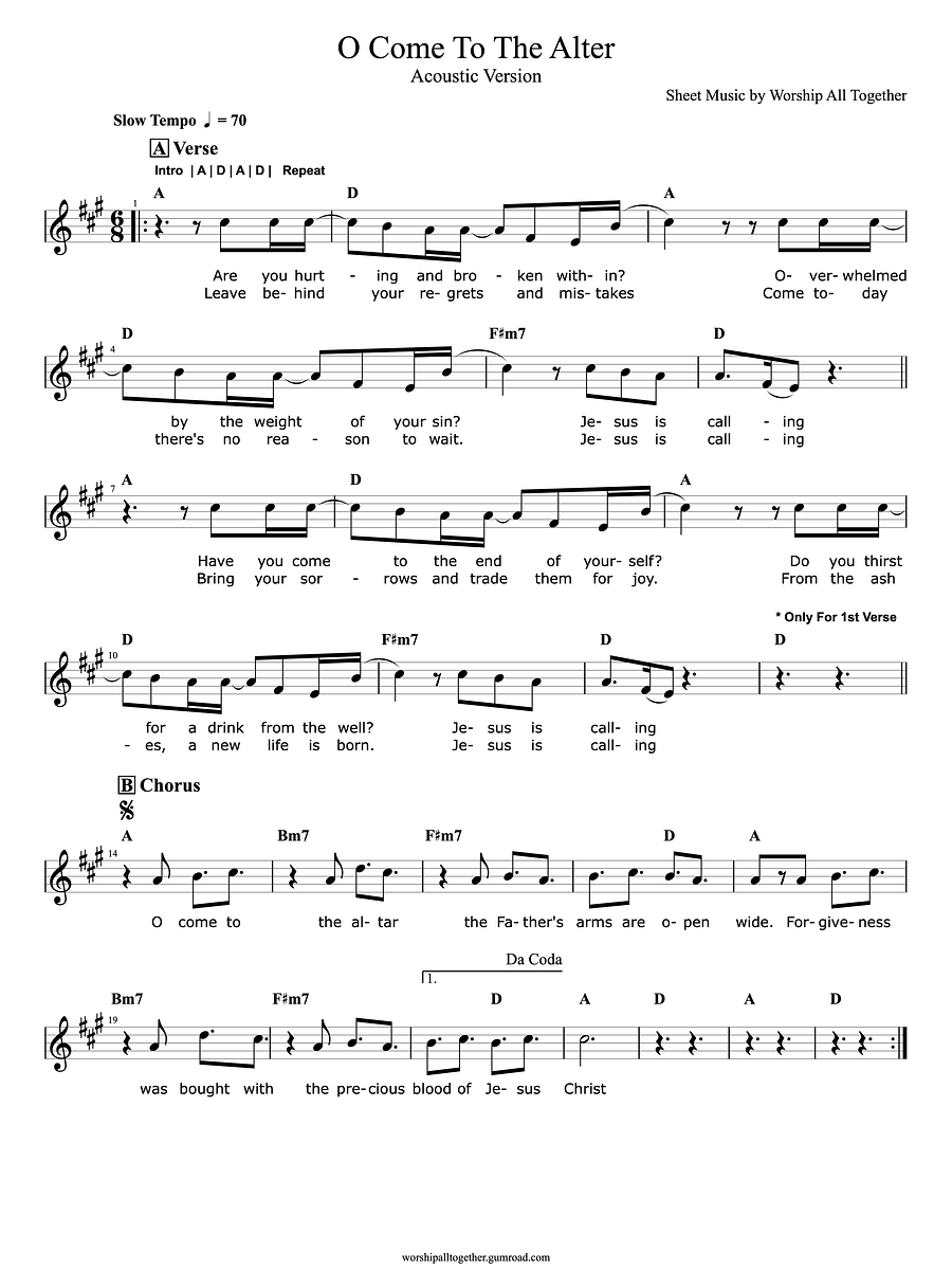 O Come To The Alter (Acoustic Elevation Worship) - A Key product image (1)