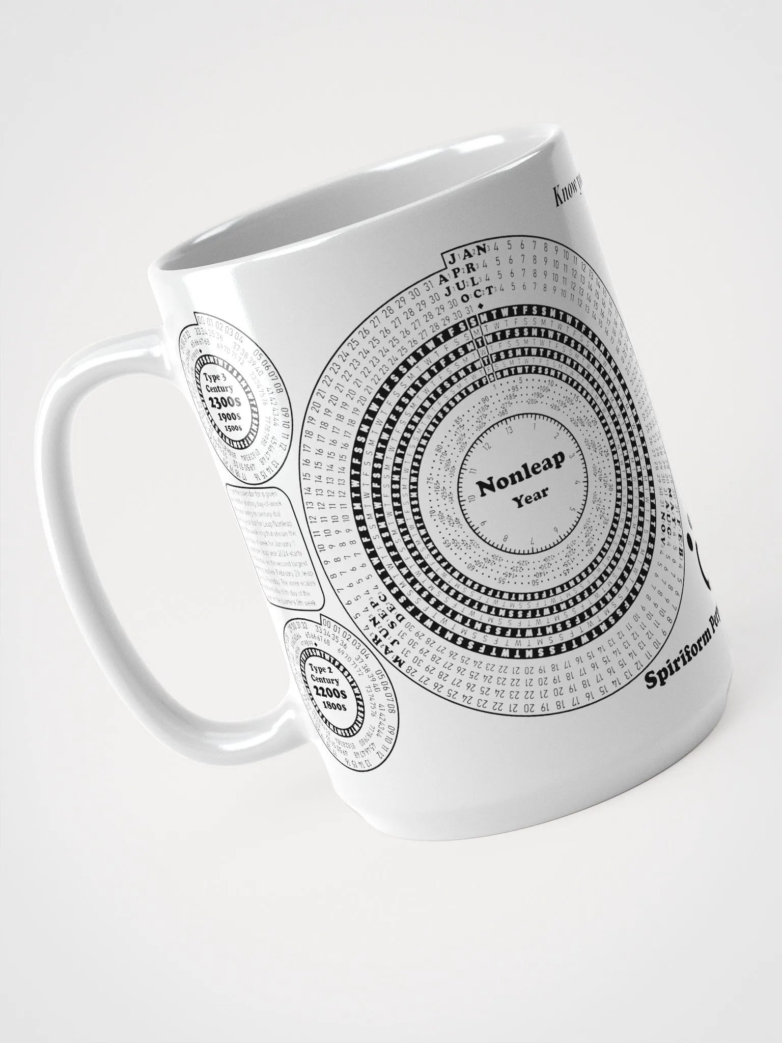 Spiriform Perpetual Calendar 15oz White Ceramic Mug product image (3)